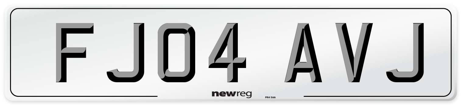 FJ04 AVJ Number Plate from New Reg